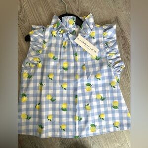 Janie and Jack Lemon Print Gingham Kids Blouse